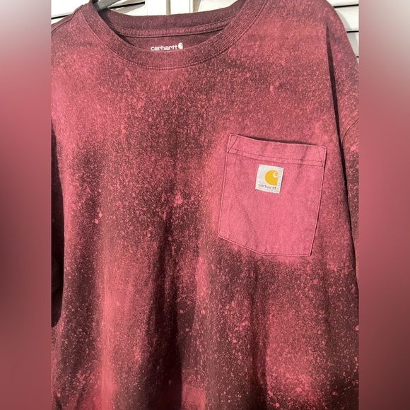 Carhartt Loose Fit Heavyweight Pocket Burgundy Bleached Sz 2XL Color: Port - Picture 5 of 10